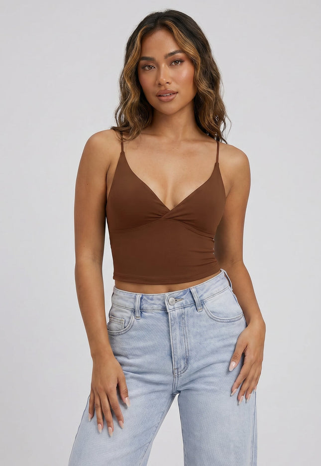 NEW270526 Bruine Tanktop met Pads