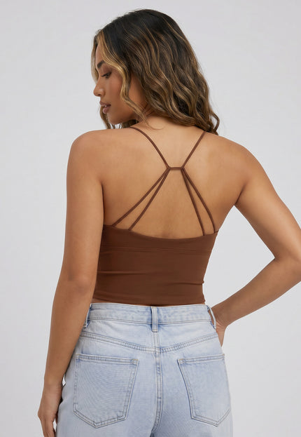 NEW270526 Bruine Tanktop met Pads