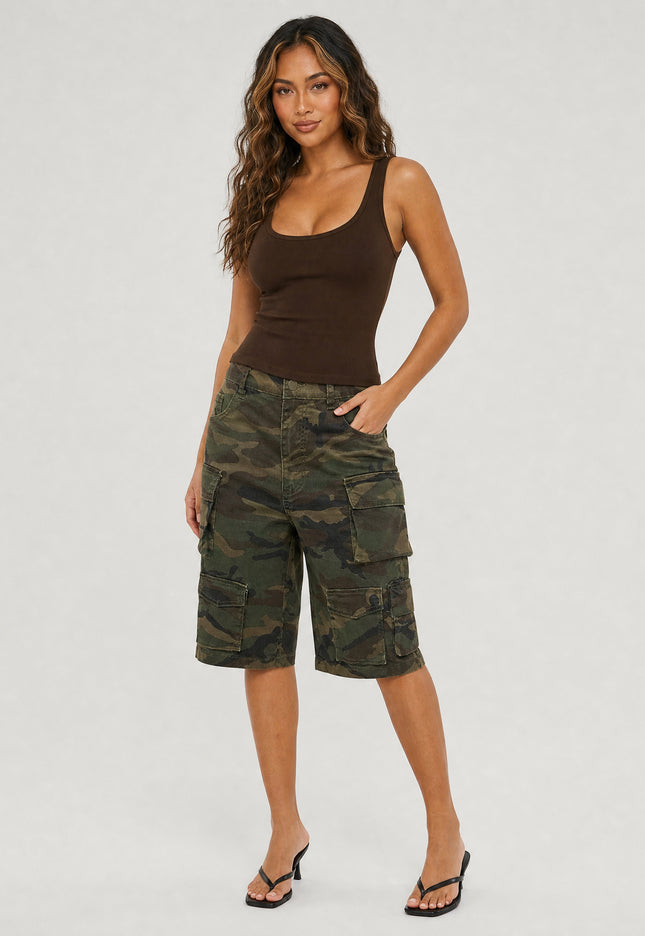 NEW270526 Camouflage Cargo Bermuda Short