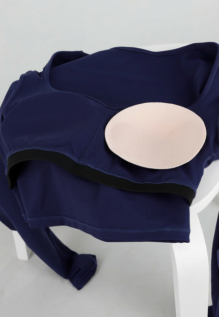 NEW270526 Donkerblauwe Crop Top met Pads