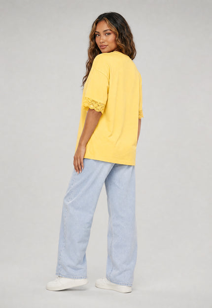 NEW270526 Geel Oversized T-Shirt met Kant