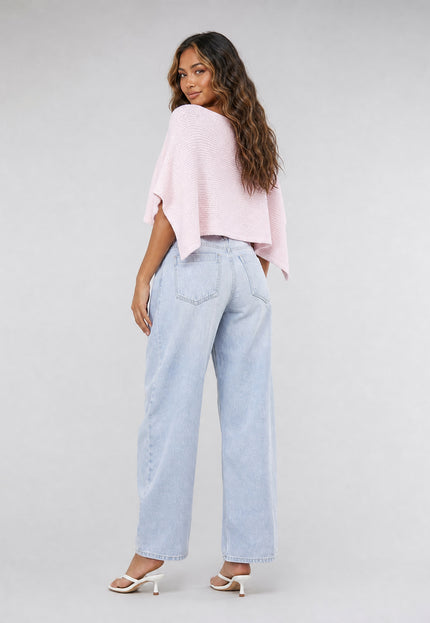 NEW270526 Lichtroze Gebreide Poncho Top