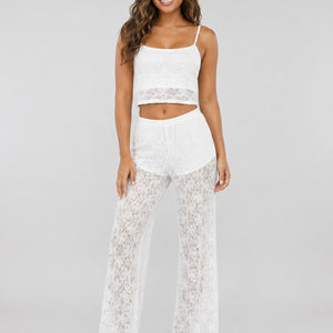 NEW270526 Witte Kanten Co-ord Set met Crop Top