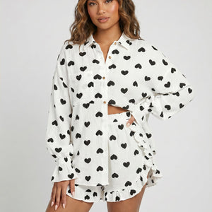 OP=OP.24.NL Witte Mousseline Two Piece met Hartjes