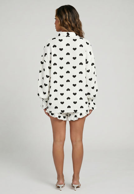 OP=OP.24.NL Witte Mousseline Two Piece met Hartjes