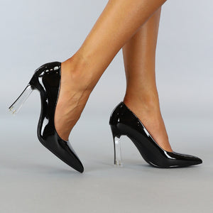 OP=OP.40.NL Spitse Zwarte Laklook Stiletto Pumps