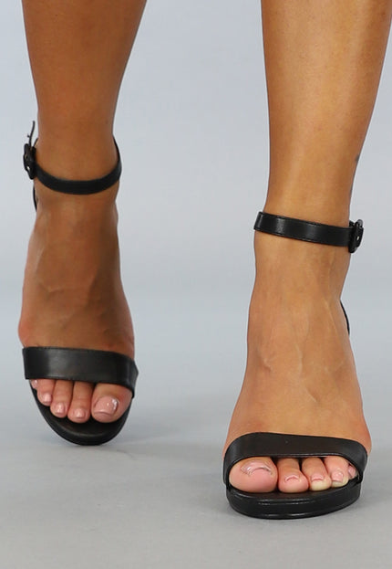 NEW2707 Zwarte Peeptoe Sandaletten met Blokhak