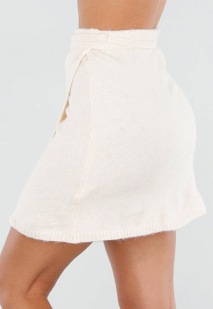 NEW270825 Beige Stretch Overslagrok