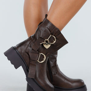 OP=OP.09.S Bruine Biker Boots met Gespen