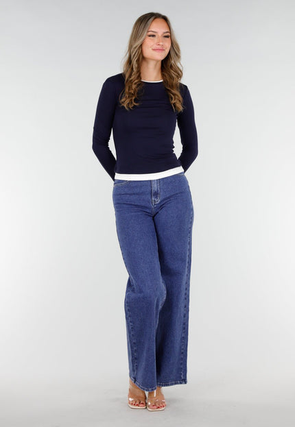 NEW270825 Donkerblauwe Longsleeve