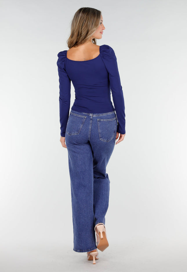 NEW270825 Donkerblauwe V-Hals Top