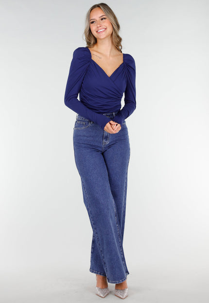 NEW270825 Donkerblauwe V-Hals Top