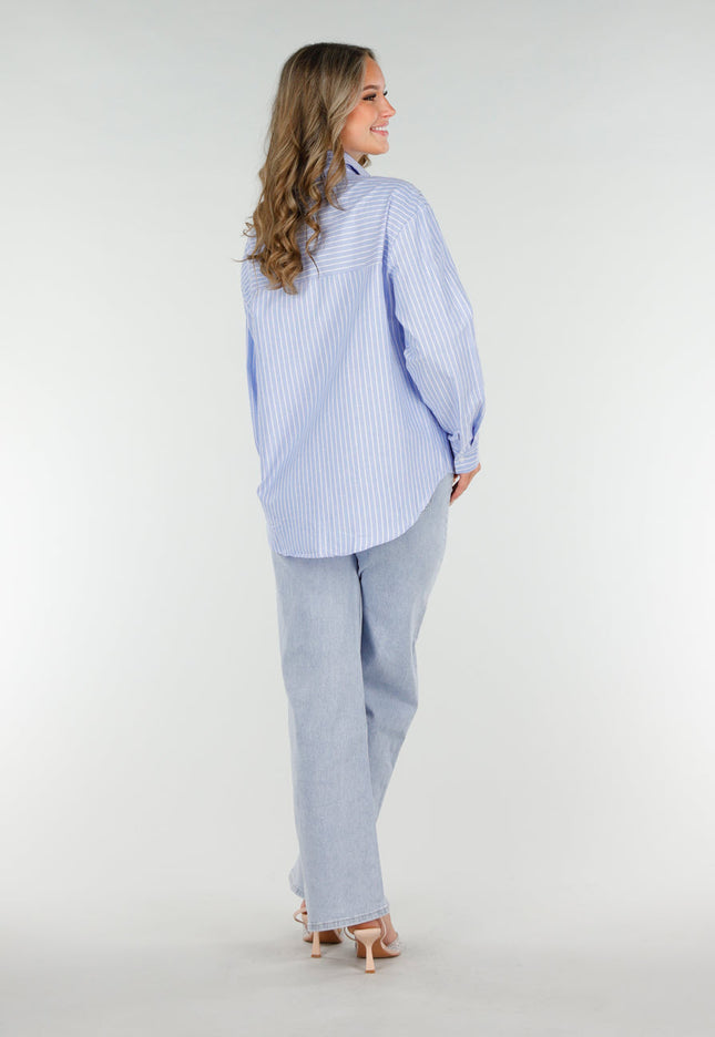 NEW270825 Gestreepte Blouse met Strass