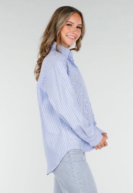 NEW270825 Gestreepte Blouse met Strass