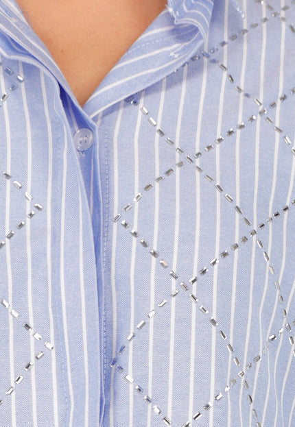 NEW270825 Gestreepte Blouse met Strass