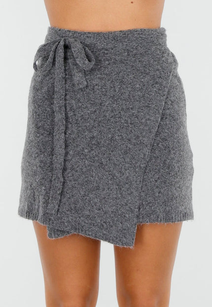 NEW270825 Grijze Gebreide Overslagrok