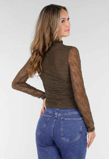 NEW270825 Khaki Kanten Stretch Top