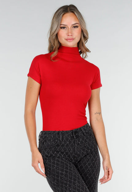 NEW270825 Rode Stretch Top met Col