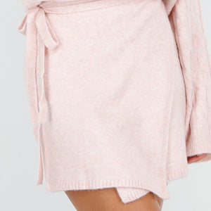 NEW270825 Roze Gebreide Overslagrok