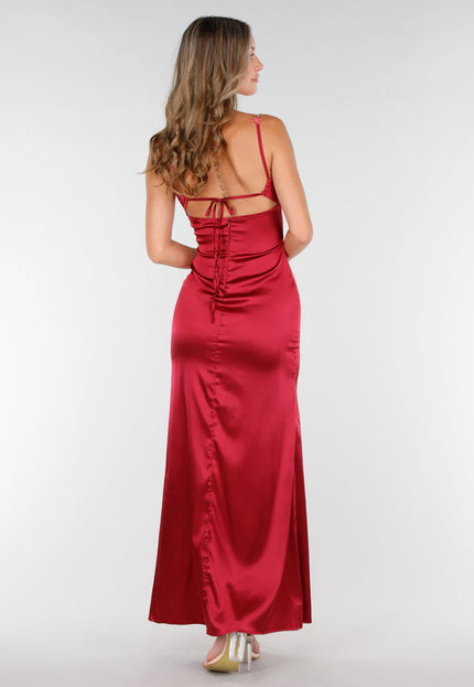 NEW270825 Wijnrode Jurk van Stretch Satijn