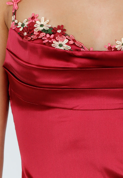 NEW270825 Wijnrode Jurk van Stretch Satijn