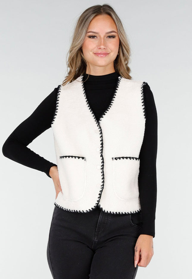 NEW270825 Wit Teddy Gilet