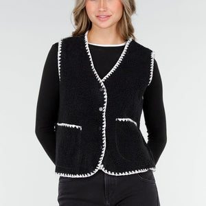 NEW270825 Zwart Teddy Gilet