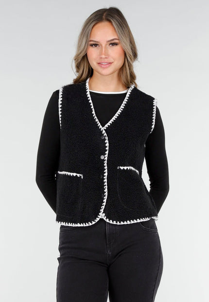 NEW270825 Zwart Teddy Gilet