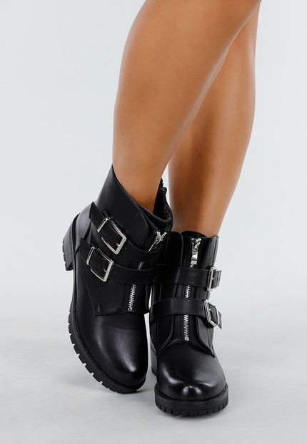 NEW270825 Zwarte Biker Boots Gespen