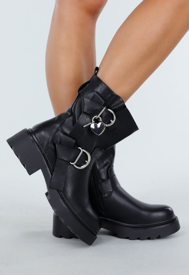 NEW270825 Zwarte Biker Boots met Gespen