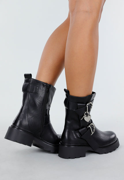 NEW270825 Zwarte Biker Boots met Gespen