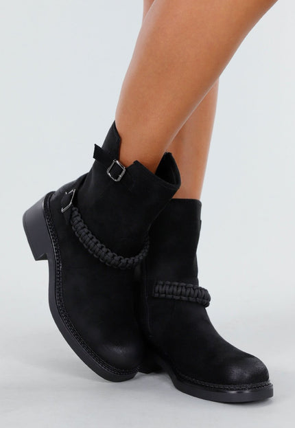 OP=OP.42.S Zwarte Enkellaarsjes met Gesp