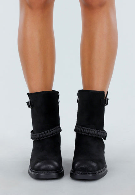 OP=OP.42.S Zwarte Enkellaarsjes met Gesp