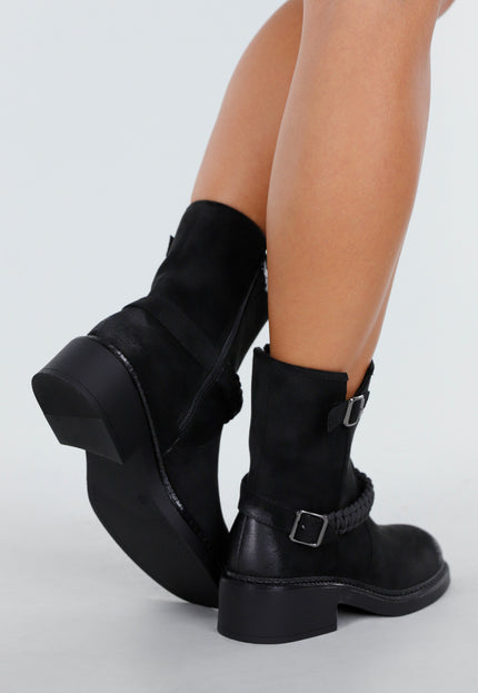 OP=OP.42.S Zwarte Enkellaarsjes met Gesp