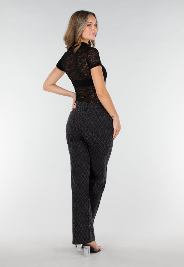 NEW270825 Zwarte Gehaakte Top met Col