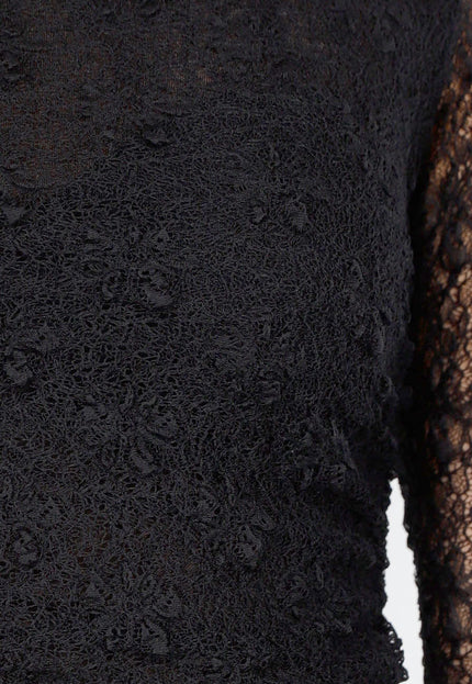 NEW270825 Zwarte Kanten Top met Drapering