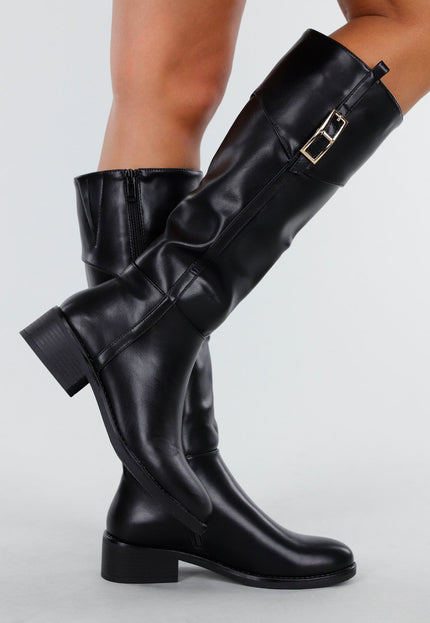 OP=OP.48.NL Zwarte Laarzen met Gesp en Rits