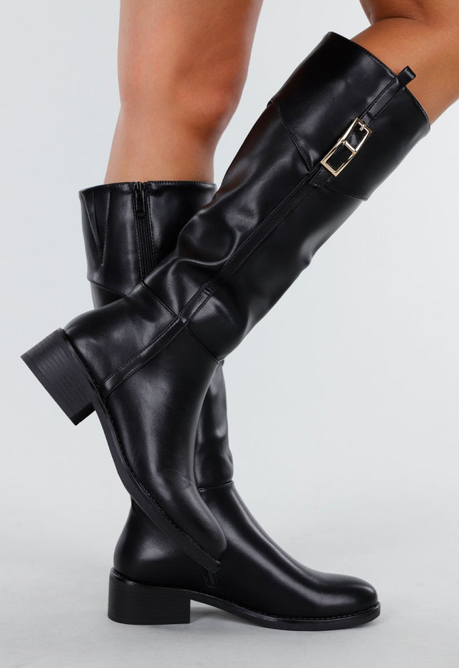 OP=OP.48.NL Zwarte Laarzen met Gesp en Rits