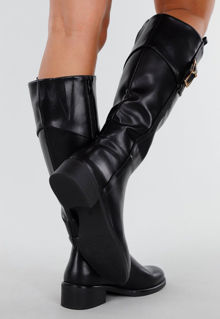 OP=OP.48.NL Zwarte Laarzen met Gesp en Rits