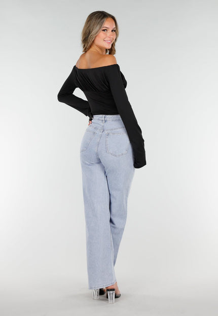 OP=OP.43.NL Zwarte Off-Shoulder Crop Top