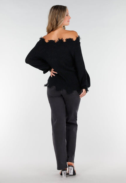 NEW270825 Zwarte Off-Shoulder Trui