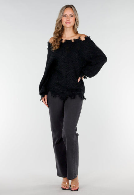 NEW270825 Zwarte Off-Shoulder Trui