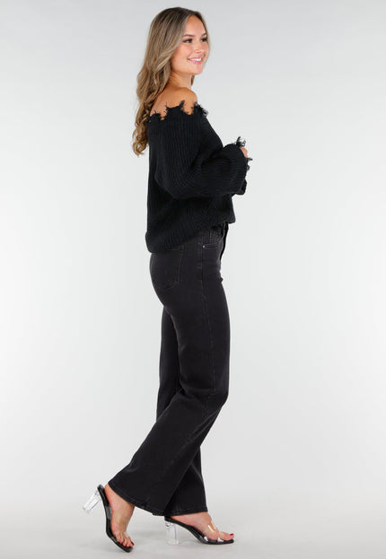 NEW270825 Zwarte Off-Shoulder Trui