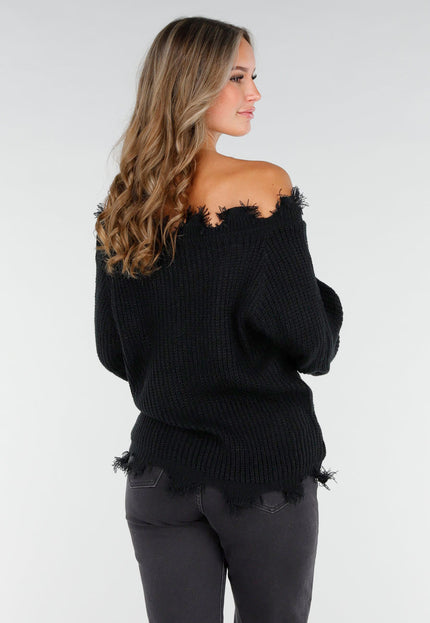 NEW270825 Zwarte Off-Shoulder Trui