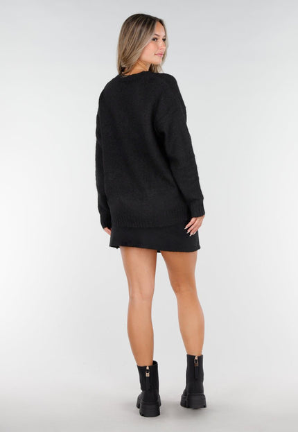 NEW270825 Zwarte Stretch Trui met V-Hals