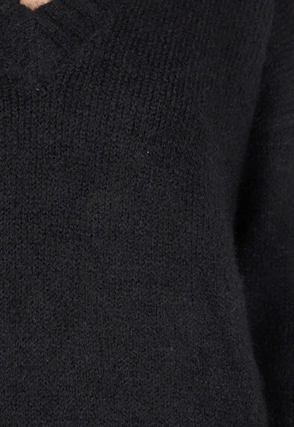 NEW270825 Zwarte Stretch Trui met V-Hals