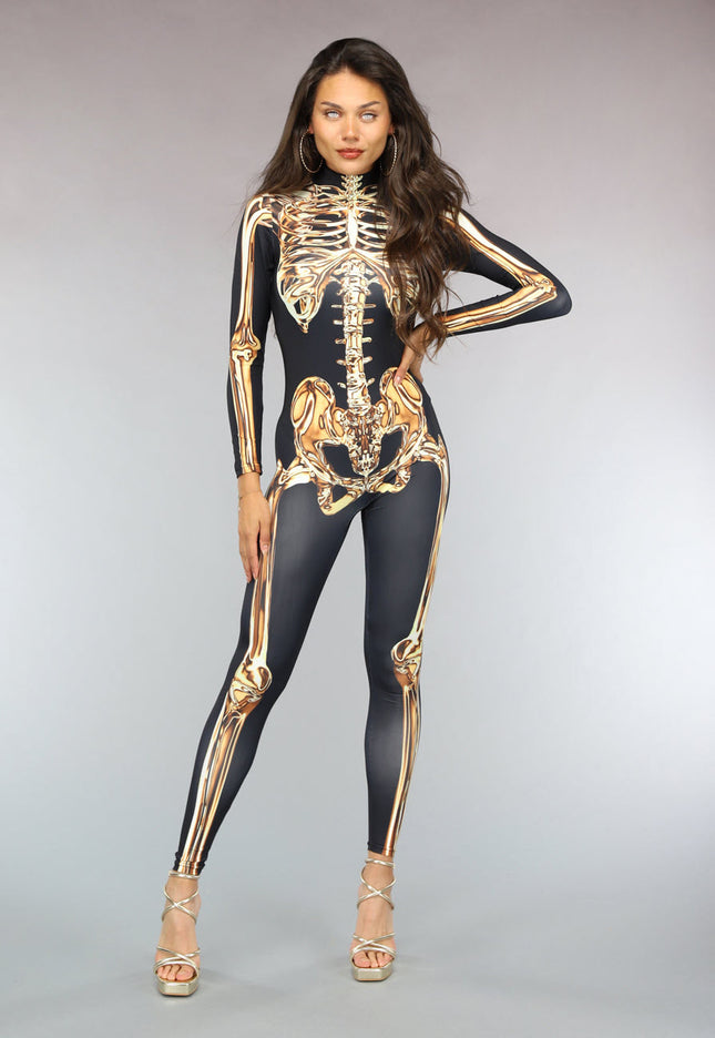 CARNA35 Gouden Skelet Kostuum