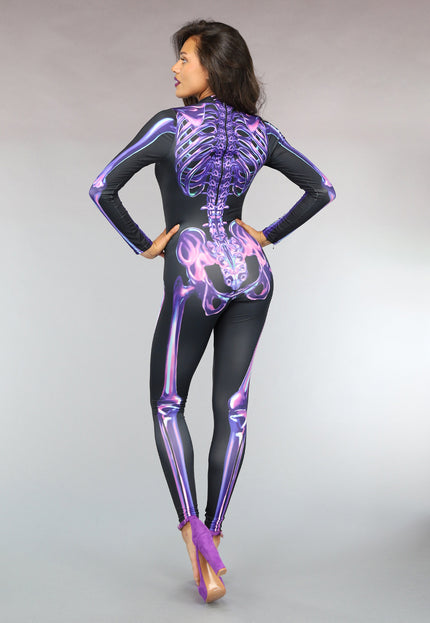 CARNA35 Paarse Cyber Skelet Jumpsuit