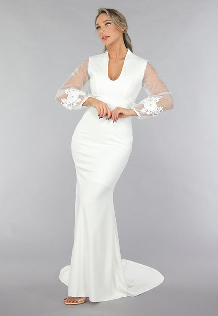 OP=OP.42.NL Aansluitende Trouwjurk met Chiffon Mouwen