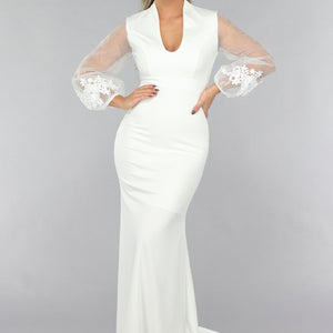 OP=OP.42.NL Aansluitende Trouwjurk met Chiffon Mouwen